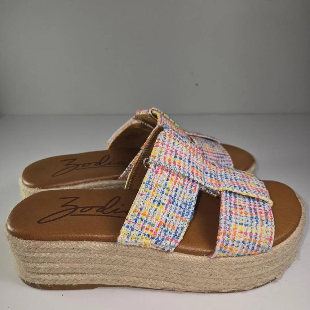 Zodiac Women's Multicolor Tweed Espadrille Platform‎ Wedge Sandals Size 9